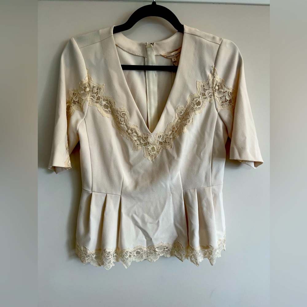 Rebecca Taylor Crepe Lace Top